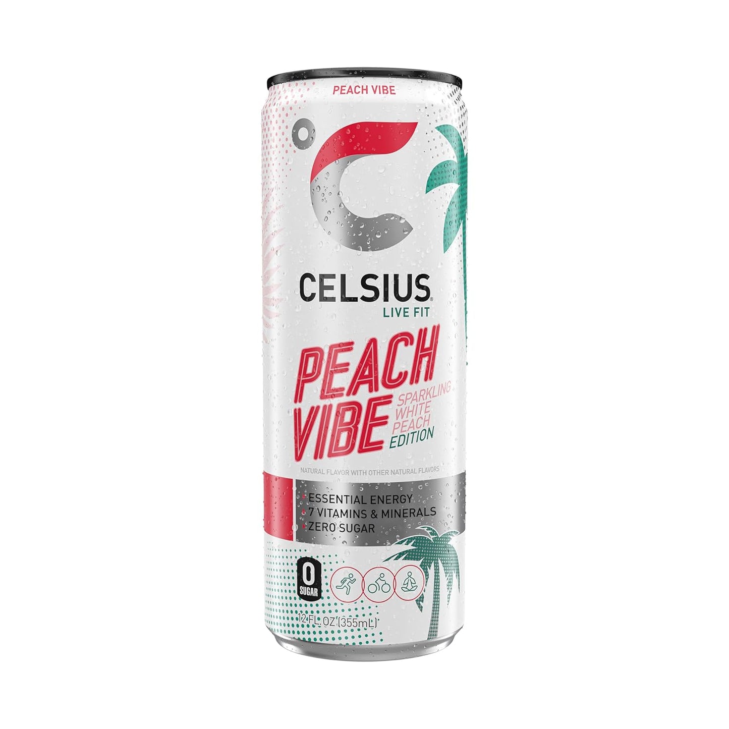 CELSIUS Peach Vibe Energy Drink (12 Fl Oz, Pack of 12)