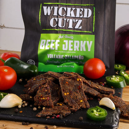 Volcanic Jalapeno Beef Jerky - Tender, Flavorful, 27g Protein (2 Bags)