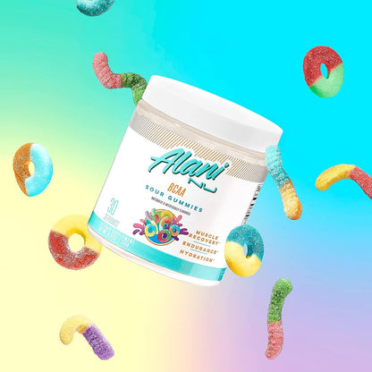 Alani Nu BCAA Sour Gummies, 2:1:1 Amino Acids for Muscle Recovery (30 Servings)