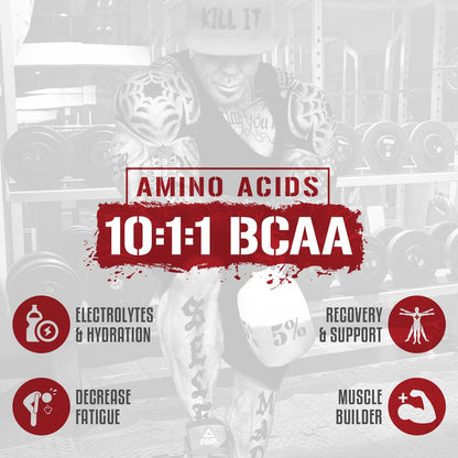 5% Nutrition Rich Piana AllDayYouMay BCAA Powder for Workout Recovery (15.3 oz, 30 Servings, Fruit Punch)