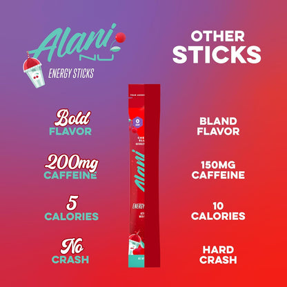 Alani Nu Cherry Slush Energy Sticks, Zero Sugar, 200mg Caffeine (10 Pack)