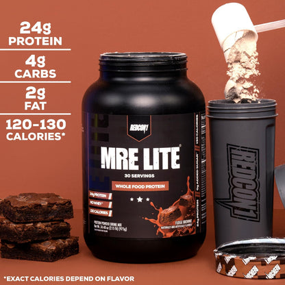 REDCON1 MRE Lite Whole Food Protein, Fudge Brownie - Low Carb (30 Servings)