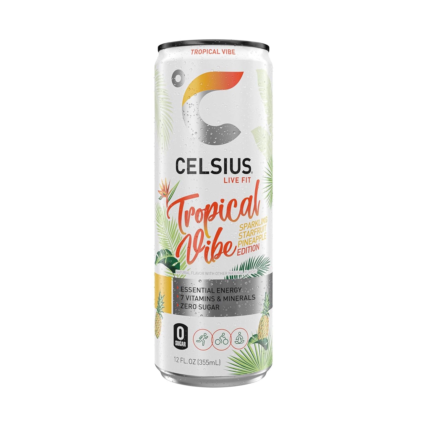 CELSIUS Tropical Vibe Energy Drink (12 Fl Oz, Pack of 12)