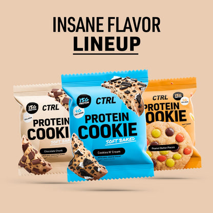 CTRL Soft Baked Chocolate Chunk Protein Cookies (12 Pack, 15g Protein, 4g Collagen & Fiber)