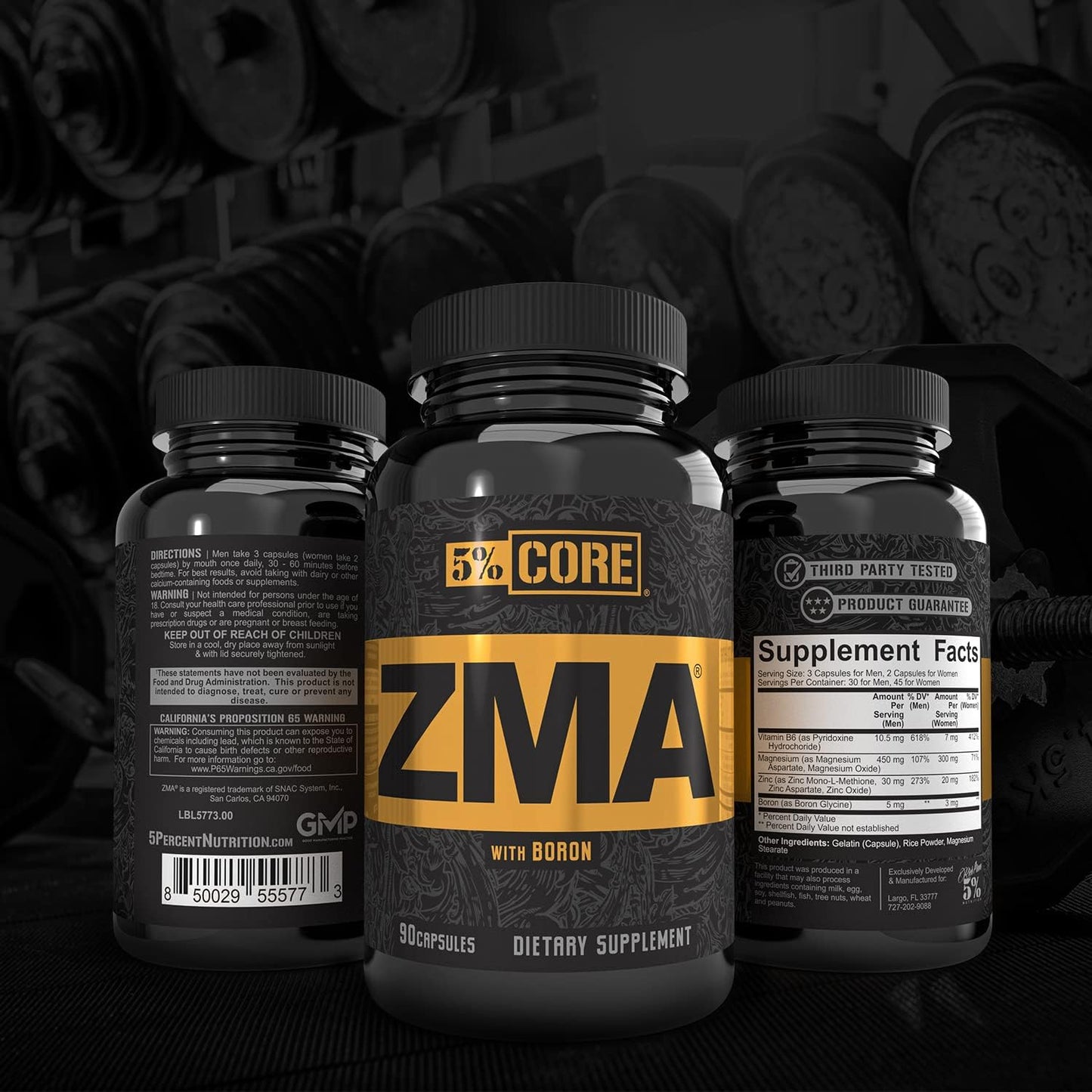 5% Nutrition Core ZMA for Recovery, Zinc, Magnesium & B6 (90 Capsules)