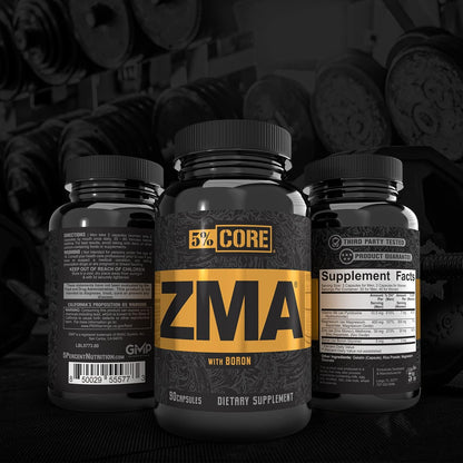 5% Nutrition Core ZMA for Recovery, Zinc, Magnesium & B6 (90 Capsules)