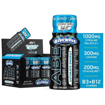 All Black Everything Energy Shots - Blue Razz, 300mg Caffeine, Zero Sugar (12 Pack)