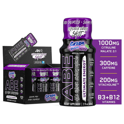 All Black Everything Energy Shots - Grape Soda, Zero Sugar (12 Pack)