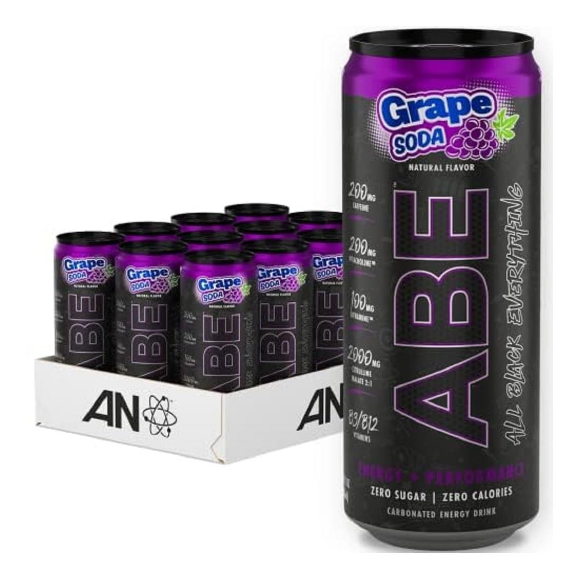 Black Everything Zero-Calorie Grape Energy Drink (12 Pack, 200mg Caffeine)