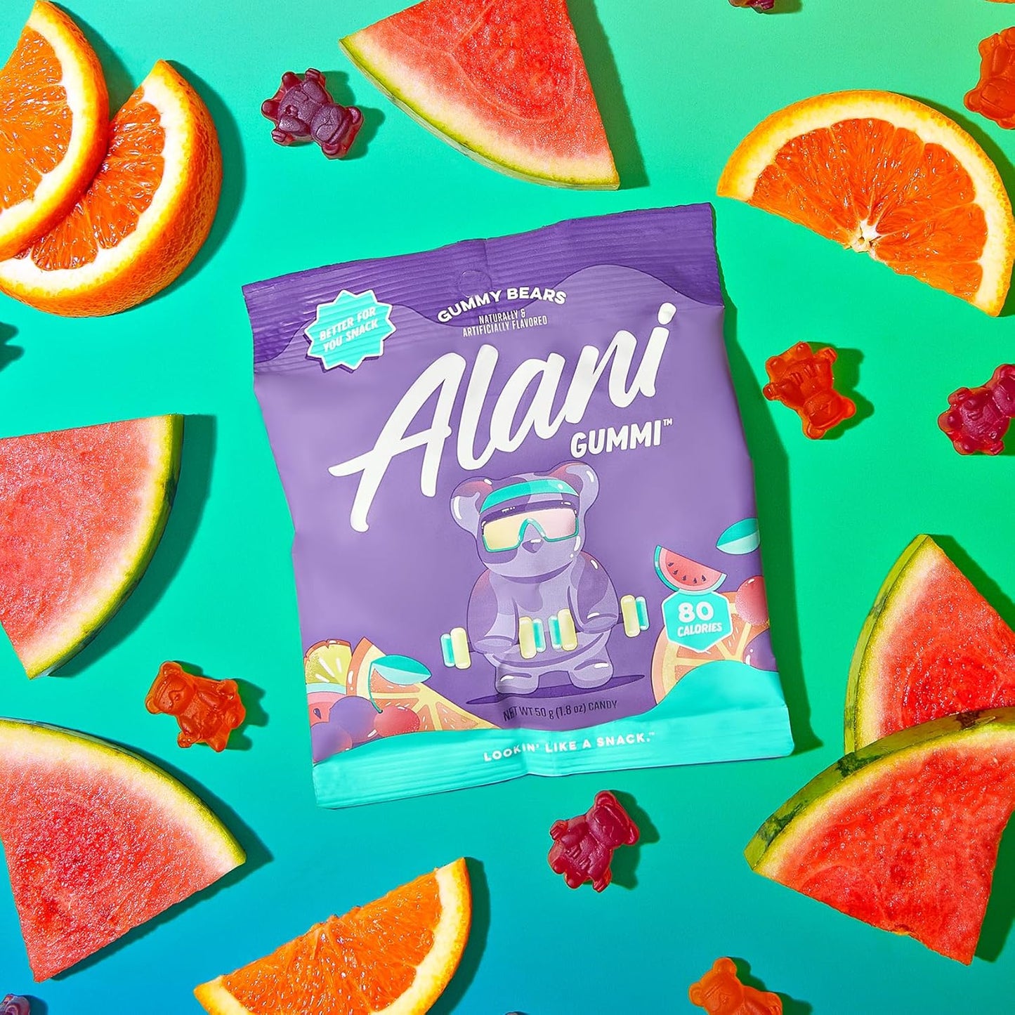 Alani Gummis Low Sugar Gummy Bears, Gluten-Free, 7g Fiber (Pack of 12)