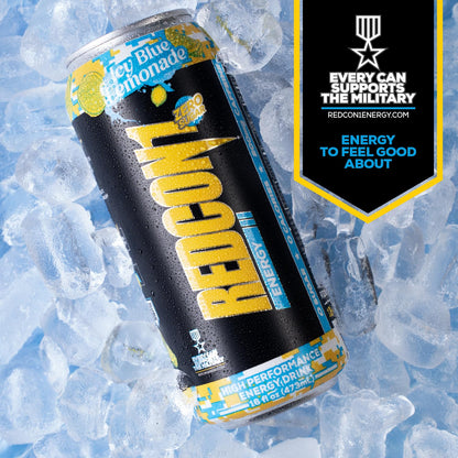 REDCON1 Energy Drink, Icy Blue Lemonade - Zero Sugar, 200mg Caffeine (12 ct)