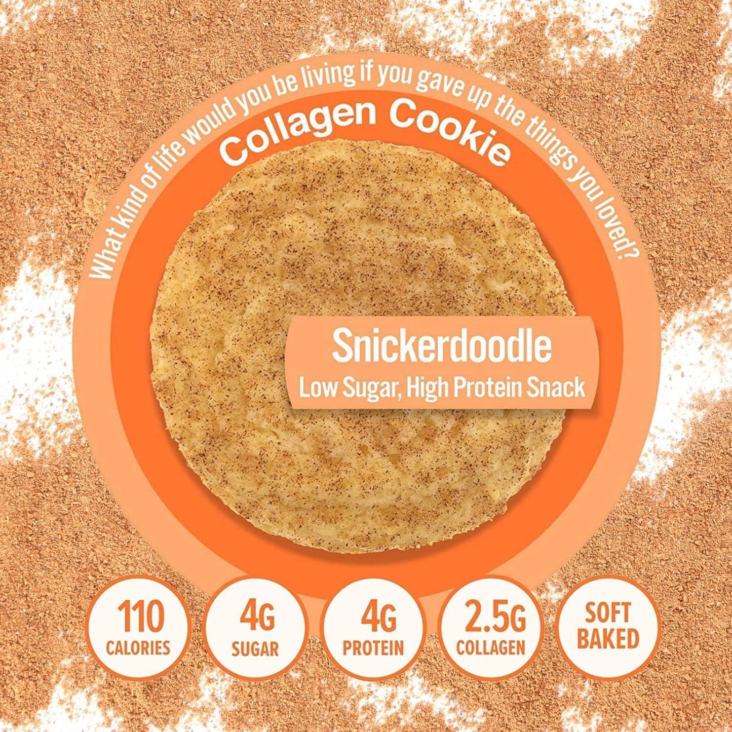 321glo Collagen Snickerdoodle Cookies - Soft Baked, High Protein, Low Carb, Keto Snack (12 Pack)