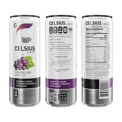 CELSIUS Grape Rush Sparkling Energy Drink (12 Fl Oz, Pack of 12)