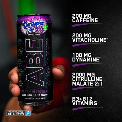 Black Everything Zero-Calorie Grape Energy Drink (12 Pack, 200mg Caffeine)