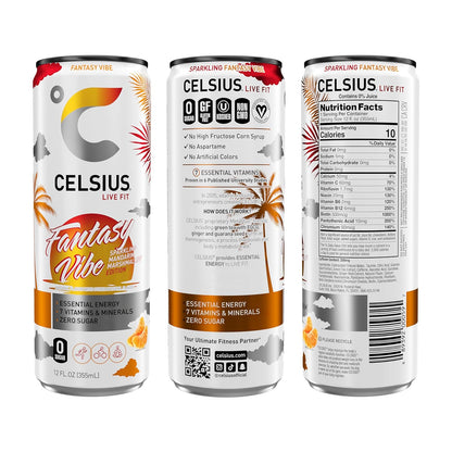 CELSIUS Sparkling Fantasy Vibe Energy Drink (12 Fl Oz, Pack of 12)