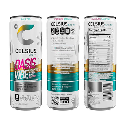 CELSIUS Sparkling Oasis Vibe Energy Drink (12 Fl Oz, Pack of 12)