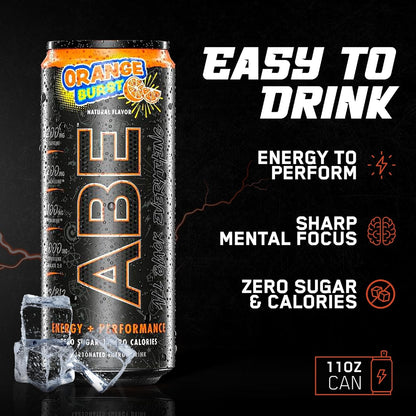 Black Everything Sugar-Free Energy Drink, Orange Burst, 0 Cal (12 Pack, 200mg Caffeine)