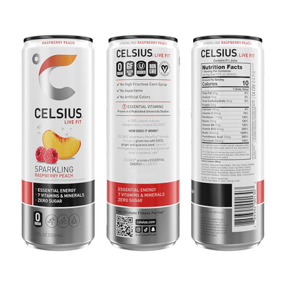 Celsius Raspberry Peach Energy Drink (12 Fl Oz, Pack of 12)