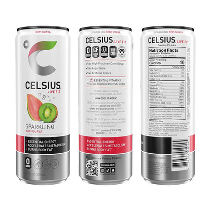 CELSIUS Sparkling Kiwi Guava Energy Drink (12 Fl Oz, Pack of 4)