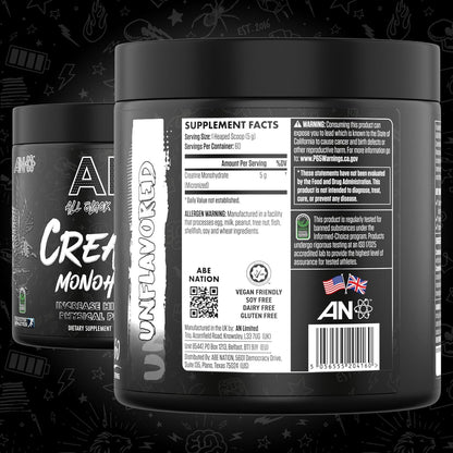 All Black Everything Creatine Monohydrate, Unflavored, Muscle Support (60 Servings)