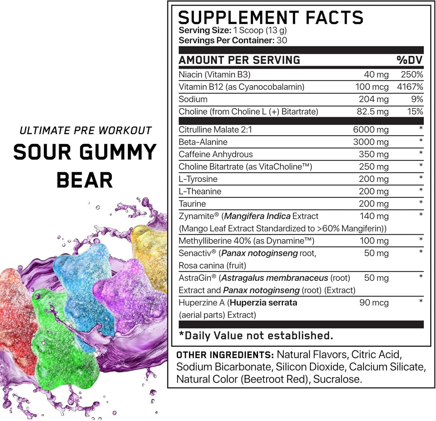 All Black Everything Pre Workout, Sour Gummy Bear (30 Servings)