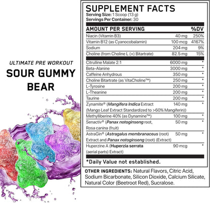 All Black Everything Pre Workout, Sour Gummy Bear (30 Servings)