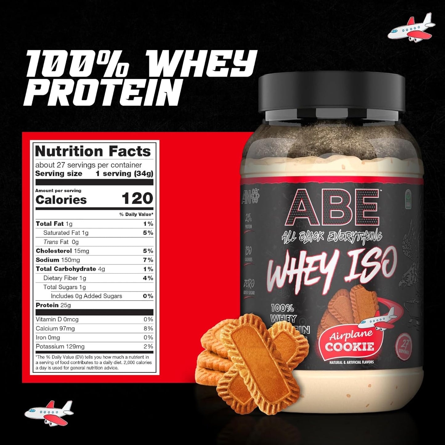 All Black Everything Whey Protein, Airplane Cookie (27 Servings, 25g)