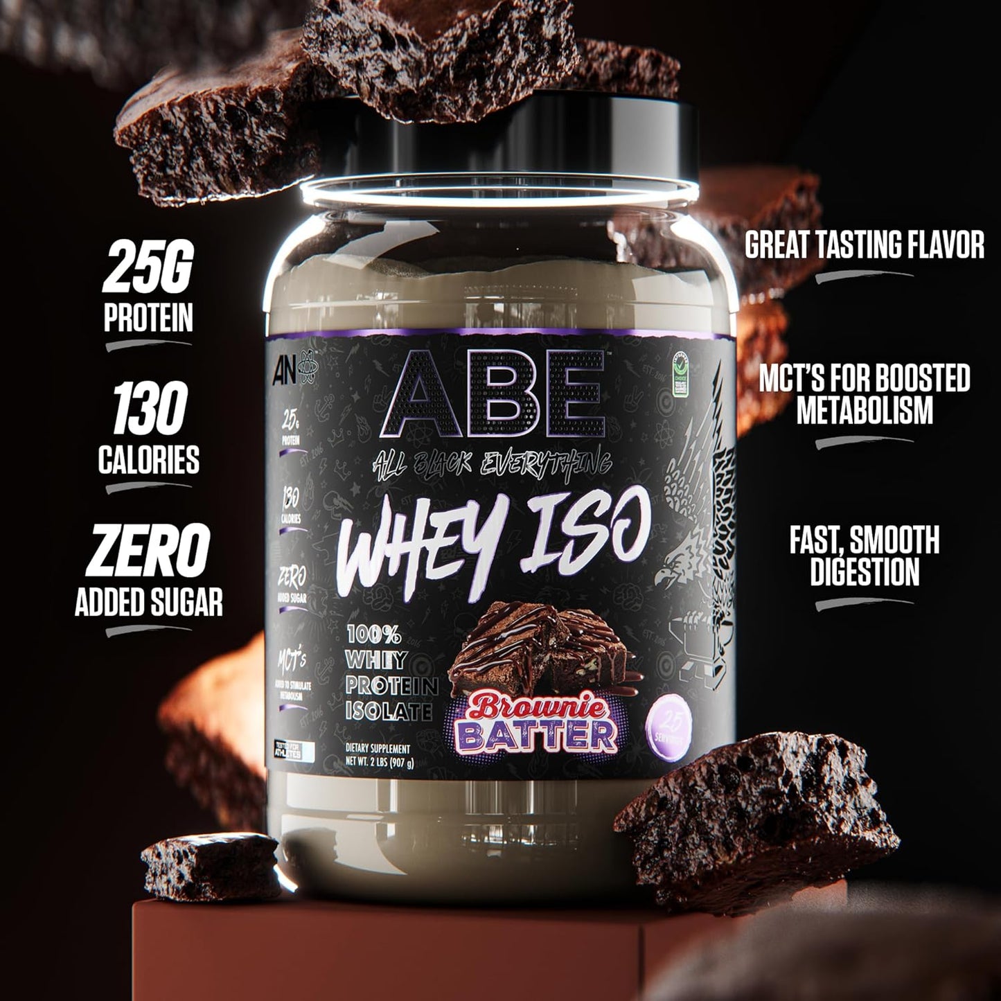 All Black Everything Whey Protein Powder, Brownie Batter (27 Servings, 25g)