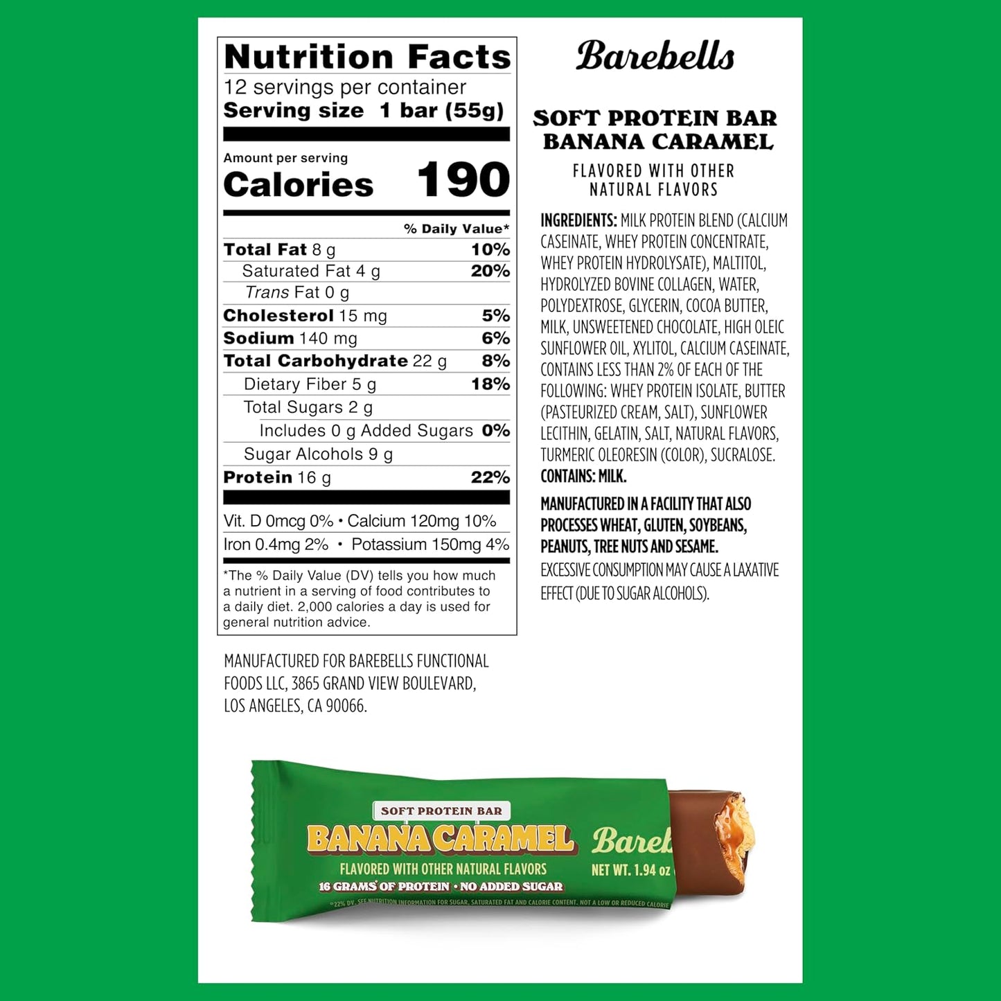 Barebells Banana Caramel Protein Bars - High Protein Snack (12 Count)