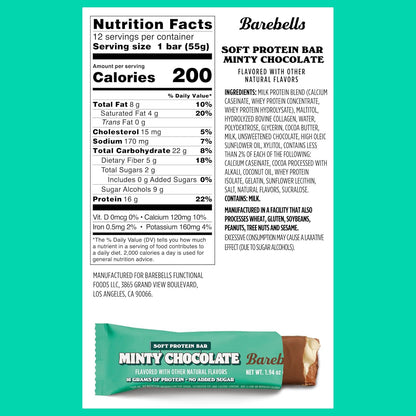 Barebells Mint Chocolate Protein Bars, 16g Protein, 2g Sugar (12 Pack, 1.94oz)