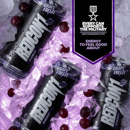 REDCON1 Energy Drink, Grape Freeze - Zero Sugar, 200mg Caffeine (12 ct)