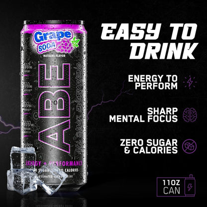 Black Everything Zero-Calorie Grape Energy Drink (12 Pack, 200mg Caffeine)