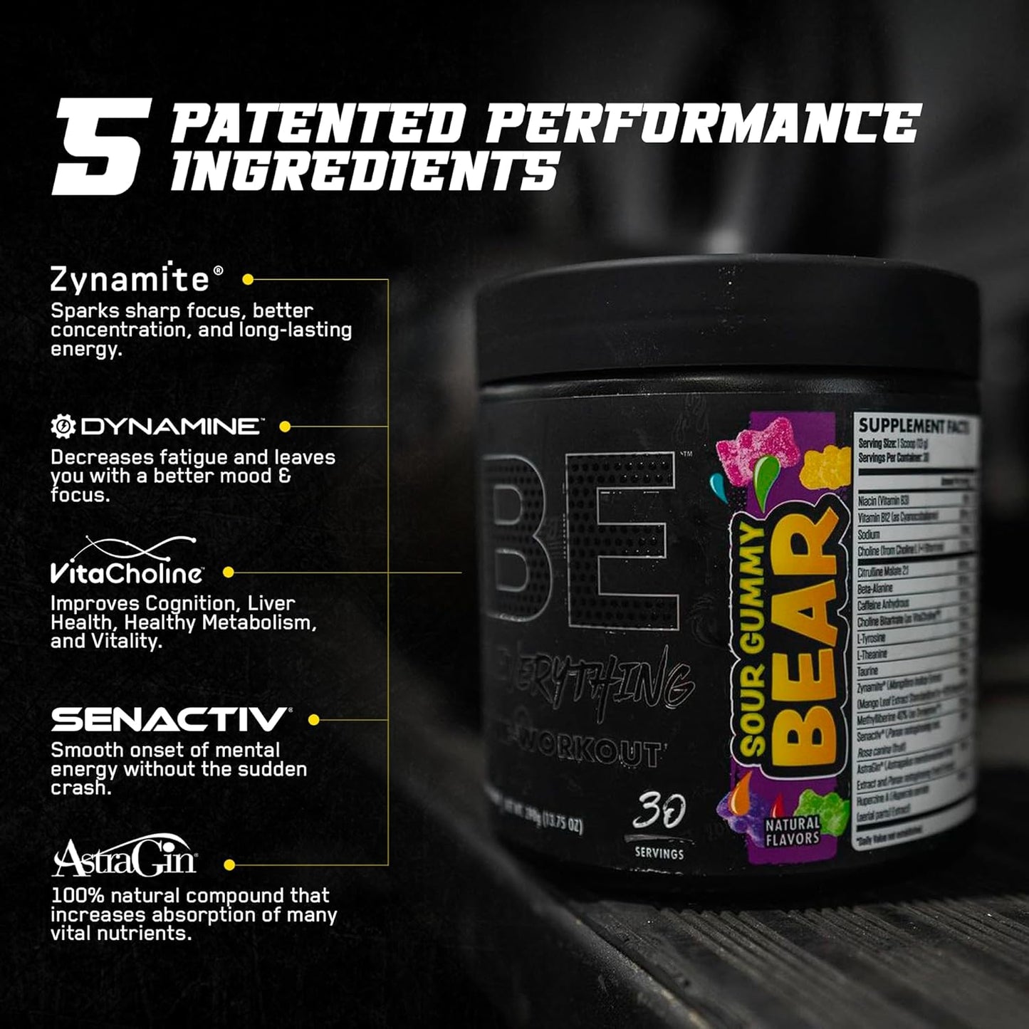 All Black Everything Pre Workout, Sour Gummy Bear (30 Servings)