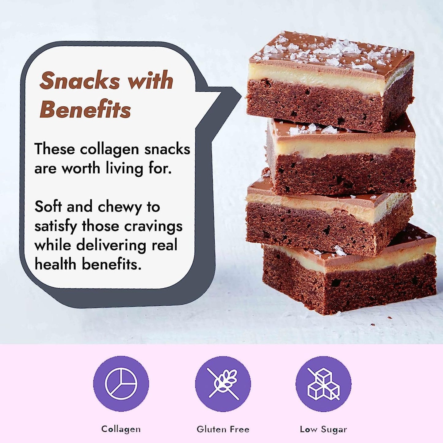 321glo Collagen Protein Brownie, Keto, Low Sugar, Gluten Free (12 Pack, Salted Caramel)