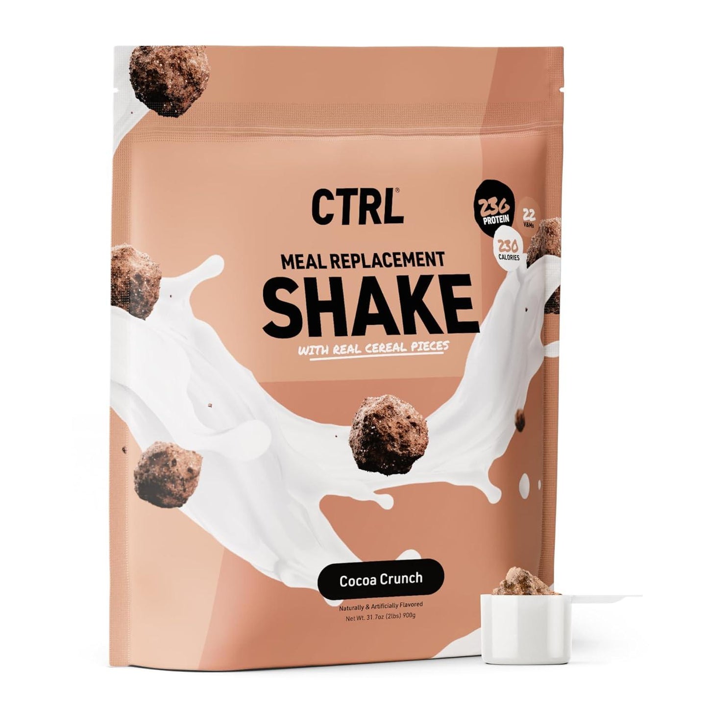 CTRL Cocoa Crunch Meal Replacement Shake, 23g Protein, 15 Servings (Cereal Pieces)