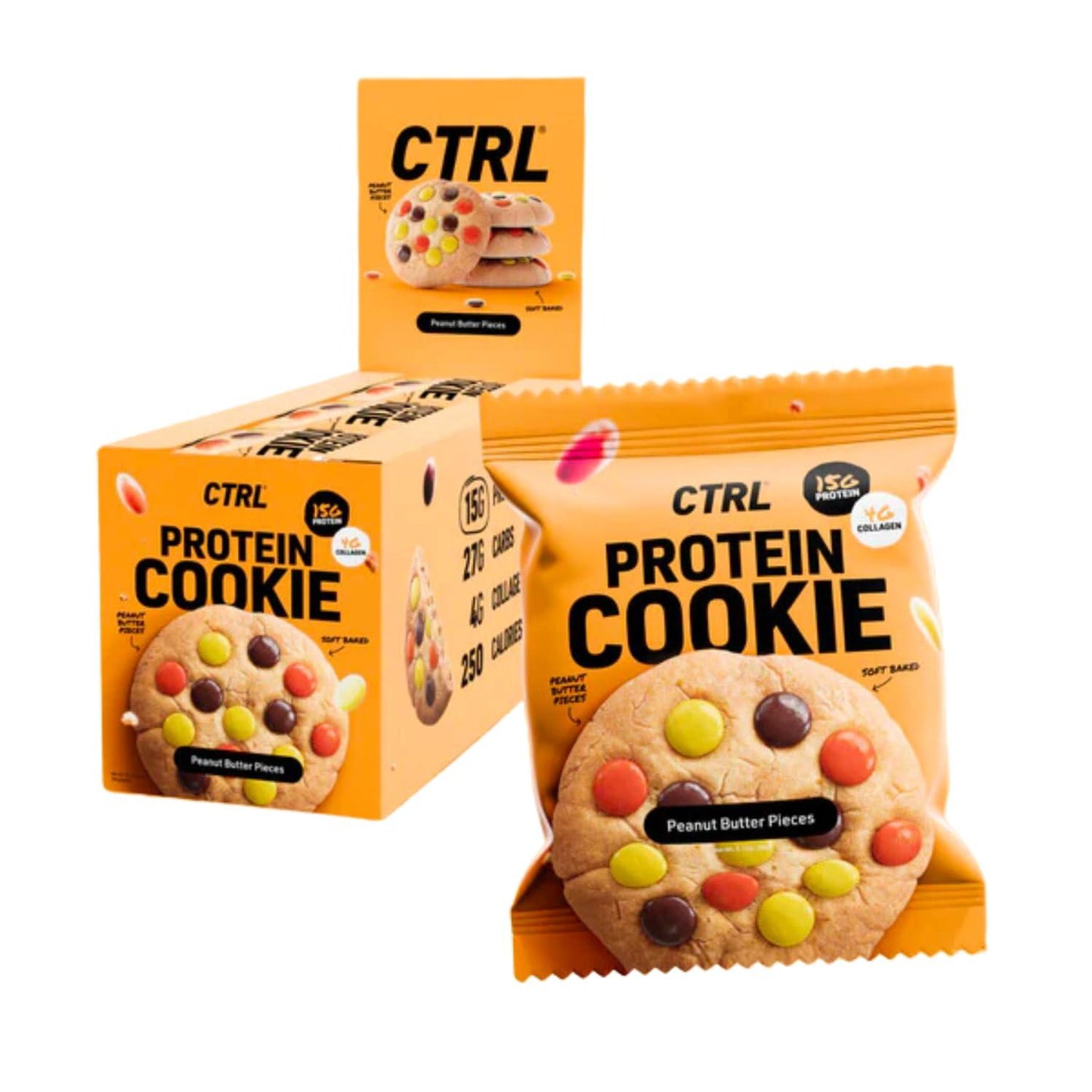 CTRL Peanut Butter Piece Protein Cookies - Soft Baked, 15g Protein (12 Pack)