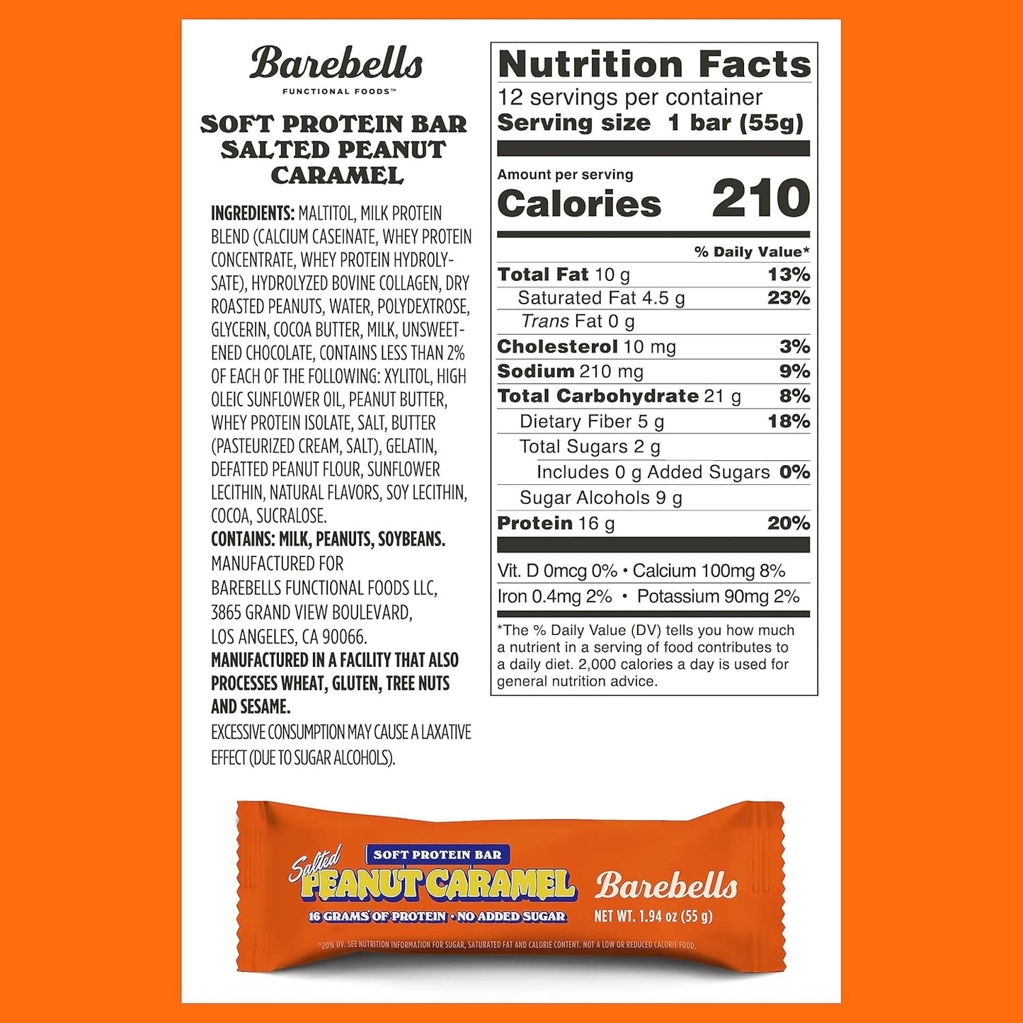 Barebells Salted Peanut Caramel Protein Bars (12 Count, Pack of 2)