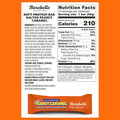 Barebells Salted Peanut Caramel Protein Bars (12 Count, Pack of 2)