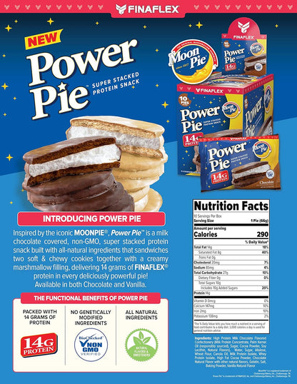 Power Moon Pie Super Stacked Protein Snack, Chocolate (10-Pack)