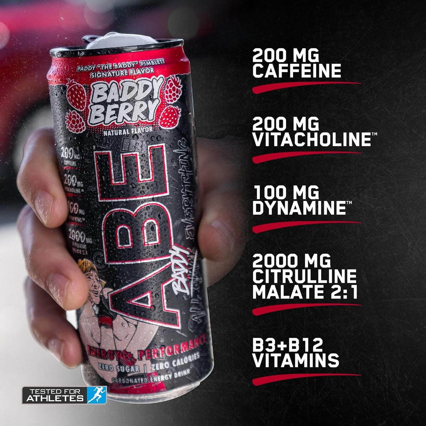 Baddy Berry Sugar-Free Energy Drink, 0 Cal, 200mg Caffeine, Pre-Workout (12 Pack)